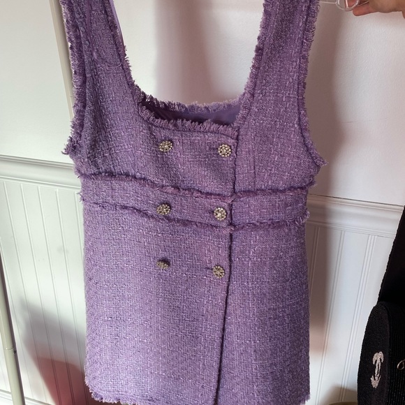 NWT Zara Double Breasted Tweed Jumper Dress in Lilac - Picture 1 of 4